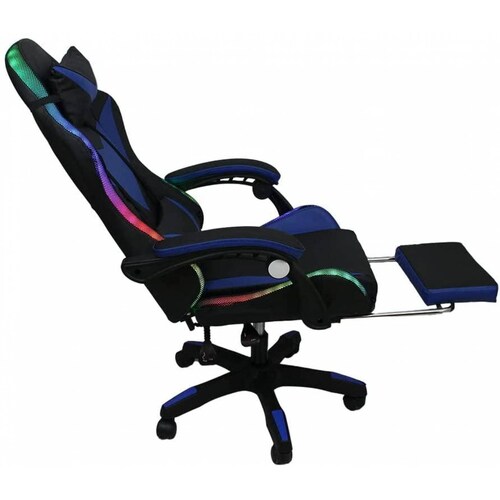Silla Gaming con Reposapies y Luz LED Premium Gamer Azul