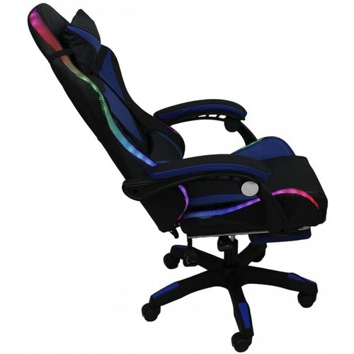 Silla Gaming con Reposapies y Luz LED Premium Gamer Azul