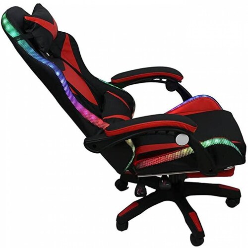 Silla Gaming con Reposapies y Luz LED Premium Gamer Rojo