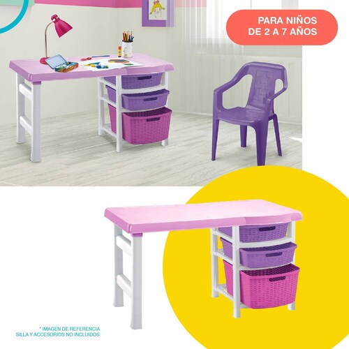 Escritorio Mesa Escolar para Tareas Infantil Niño En Casa Rosa