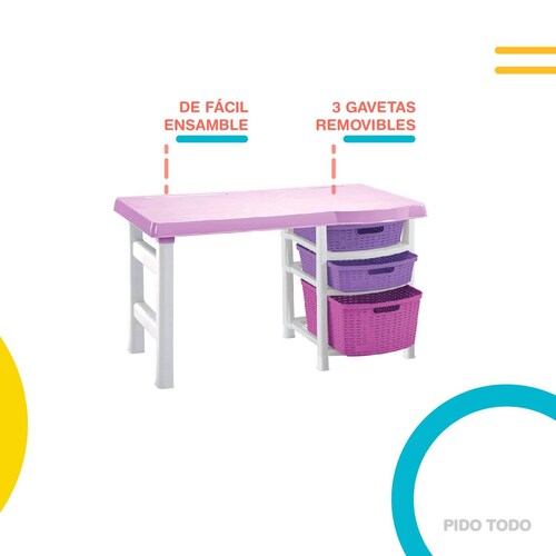 Escritorio Mesa Escolar para Tareas Infantil Niño En Casa Rosa