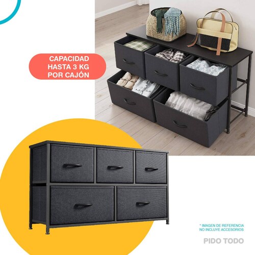 Organizador Estante 5 Cajones Gavetas de Tela Almacenamiento Gris