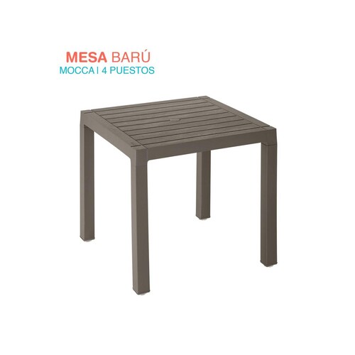 Mesa De Plastico 75x75 Cm Desmontable Cuadrada BARU Café barú mocca