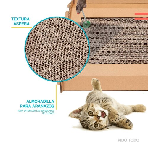 Casa de campo para gato con rascador 
