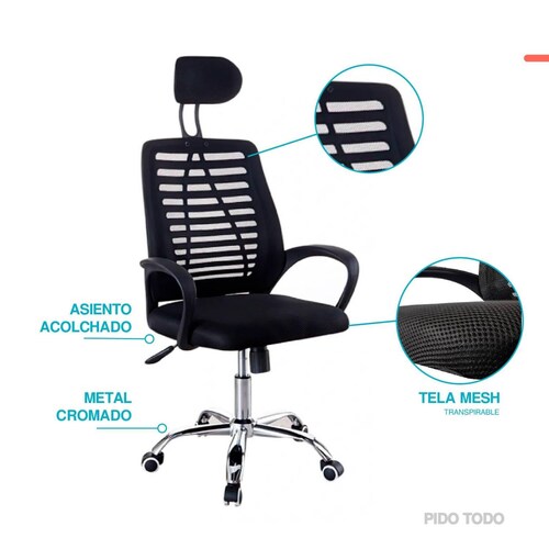 Silla de oficina con reposacuellos 
