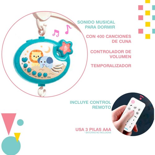 Movil para cuna reflector y control remoto Azul