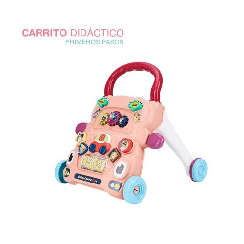 Carrito primeros pasos Didáctico para bebe 35.5x43x42cm Rosa