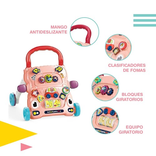 Carrito primeros pasos Didáctico para bebe 35.5x43x42cm Rosa