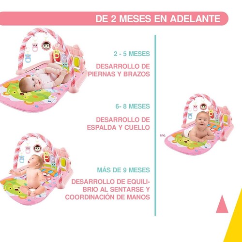 Tapete de ejercicio didactico bebe con sonido Rosa claro