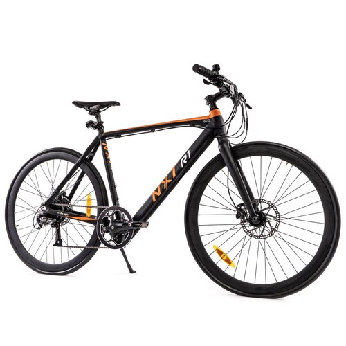 Bicicleta Electrica Ruta Rodada 27.5 R1 Aluminio Negro Naranja Mate NXT 