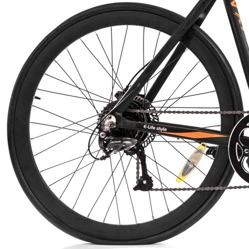Bicicleta Electrica Ruta Rodada 27.5 R1 Aluminio Negro Naranja Mate NXT 