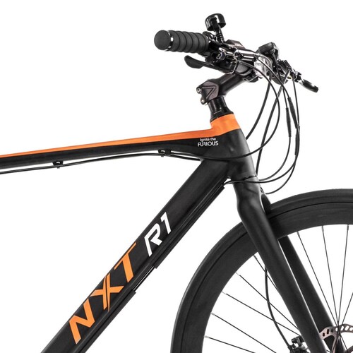 Bicicleta Electrica Ruta Rodada 27.5 R1 Aluminio Negro Naranja Mate NXT 