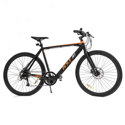 Bicicleta Electrica Ruta Rodada 27.5 R1 Aluminio Negro Naranja Mate NXT 