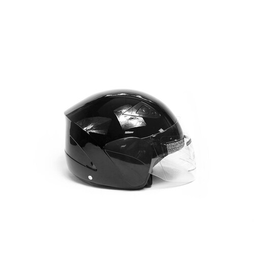 Casco para Moto Abierto Jet Estilo 3/4 Talla L Negro Certificado Kinlley 