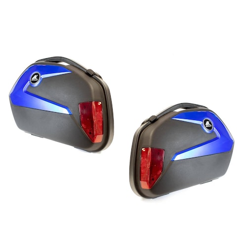 Alforjas Kinlley para moto rigidas laterales con luz led azul negro 20 litros 