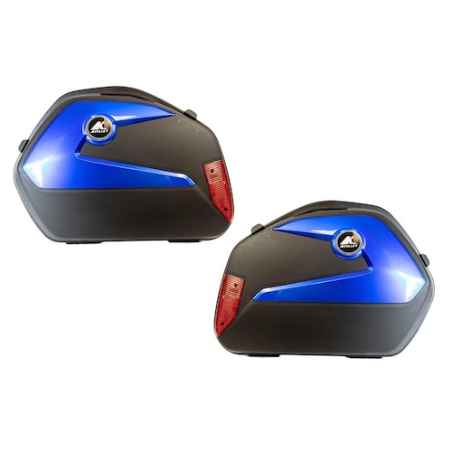 Alforjas Kinlley para moto rigidas laterales azul negro 20 litros 2 piezas 