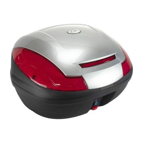 Caja porta equipaje para moto 43L plata led con base Kinlley 