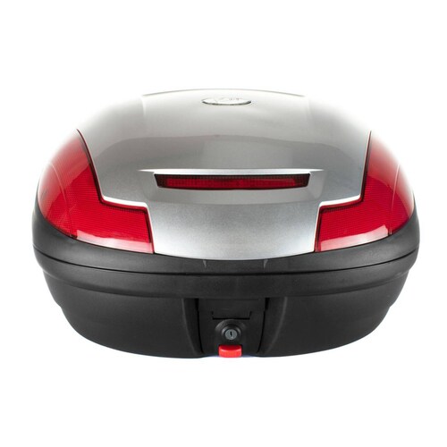 Caja porta equipaje para moto 43L plata led con base Kinlley 