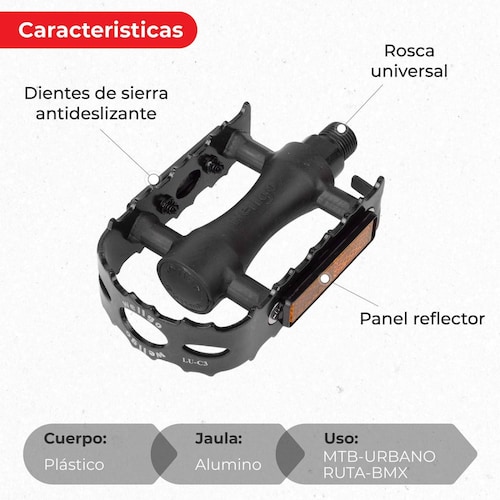Pedales para bicicleta 9/16 MTB aluminio Luca Wellgo 