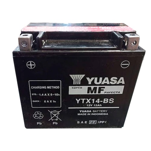 Bateria Yuasa YTX14-BS polo invertido USA con asido Yuasa 