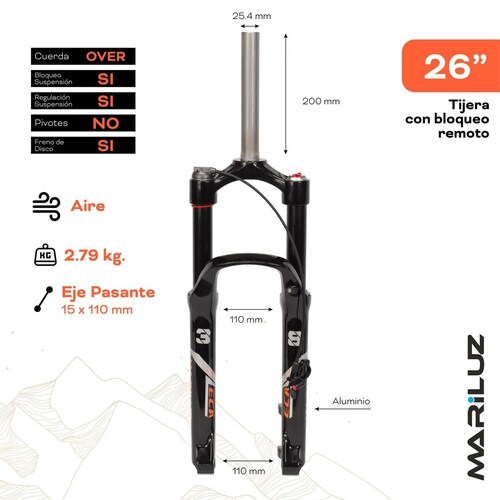 Tijera bicicleta R26 con bloqueo Suspension Mariluz 