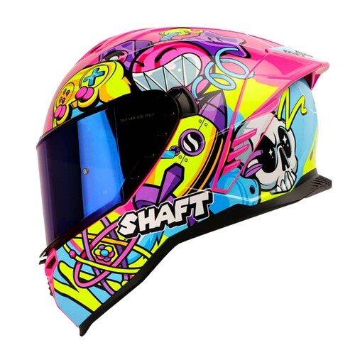 Casco para motociclista talla L cerrado chalk draw fucsia matte Shaft 
