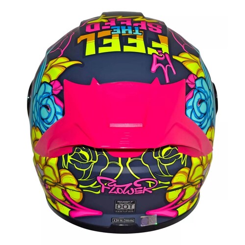 Casco para motociclista talla L integral flower mate purple blue Shaft 