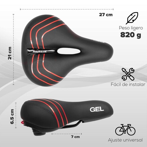 Asiento para bicicleta antiprostatico gel y lampara portatil 