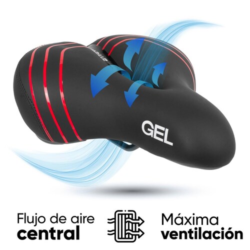 Asiento para bicicleta antiprostatico gel y lampara portatil 