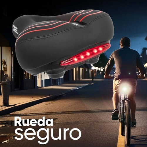 Asiento para bicicleta antiprostatico gel y lampara portatil 
