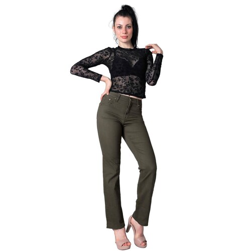 Pantalón Mujer Casual Recto Verde Oggi 59102051 Olivo 7
