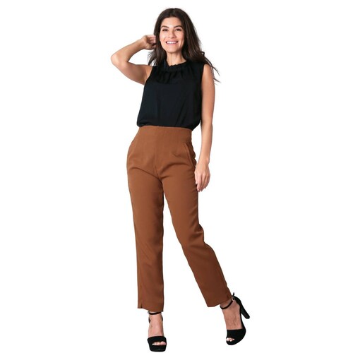 Pantalón Mujer Vestir Skinny Café Stfashion 72904647 .