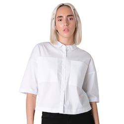 Blusas Blanca Manga Corta Mujer