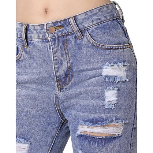 Jeans Mujer Moda Recto Azul Capricho 76804802 .