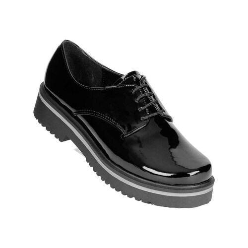 Zapato Mujer Oxford Casual Tacón Negro Stfashion 00303209 .