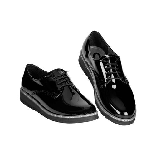 Zapato Mujer Oxford Casual Piso Negro Stfashion 00302907 .
