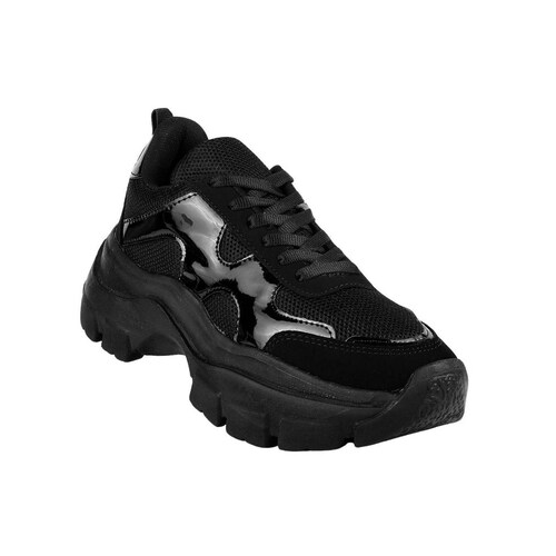 Tenis Mujer Casual Plataforma Negro Stfashion 16904106 .