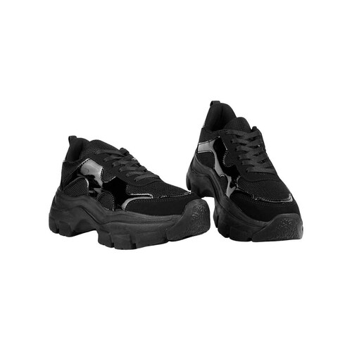 Tenis Mujer Casual Plataforma Negro Stfashion 16904106 .
