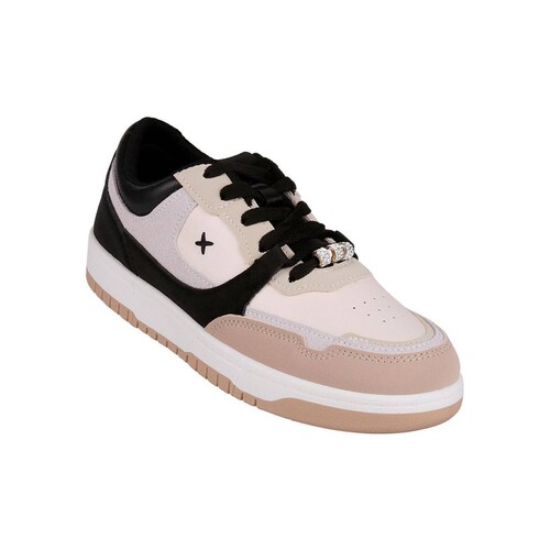 Tenis Mujer Casual Negro Beige Via Urbana 06804104 