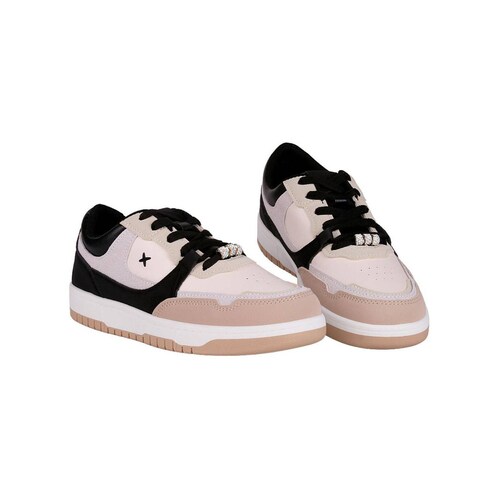 Tenis Mujer Casual Negro Beige Via Urbana 06804104 