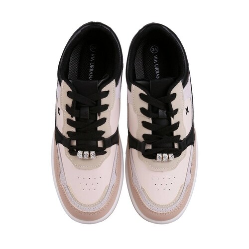 Tenis Mujer Casual Negro Beige Via Urbana 06804104 