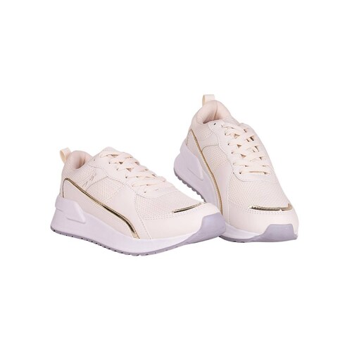 Tenis Mujer Casual Cuña Crema Lady One 08604104 
