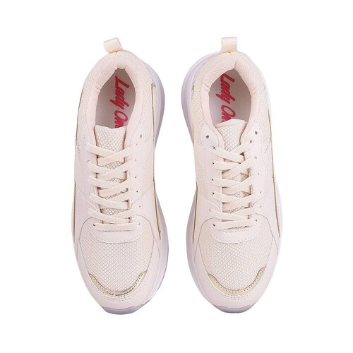 Tenis Mujer Casual Cuña Crema Lady One 08604104 