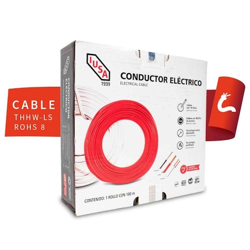 Cable THW-LS/THHW-LS CE RoHS 8 AWG en caja color rojo 