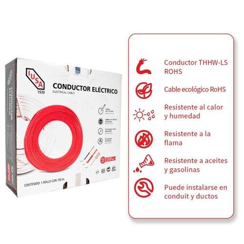 Cable THW-LS/THHW-LS CE RoHS 8 AWG en caja color rojo 