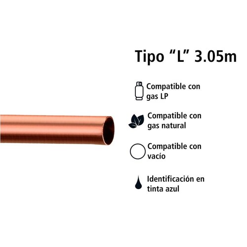 Tubo de Cobre Tipo L Tramo de 3.05 m 3/4 