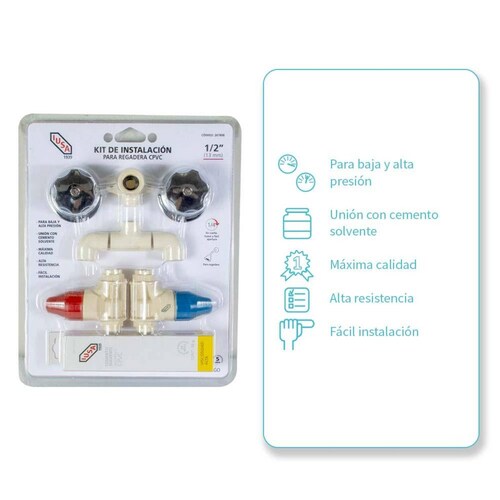 Kit De Instalación Para Regadera, De Cpvc, Iusa Flow 