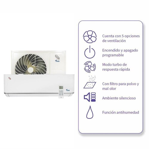 Aire acondicionado, frio 115 V, 1 ton, inverter, mini split 