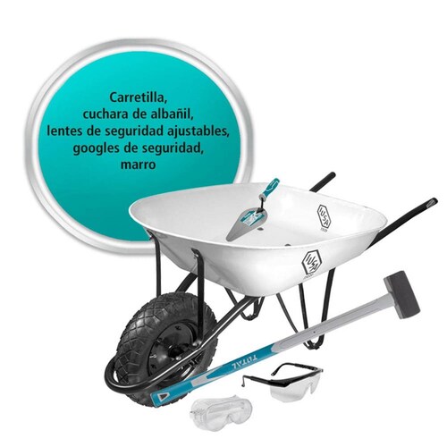 Combo Carretilla, Cuchara de Albañil, Lentes de Seguridad y más 