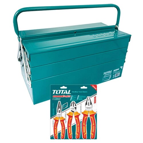 Combo Caja de herramientas + Juego de 3 Pinzas Dieléctricas 